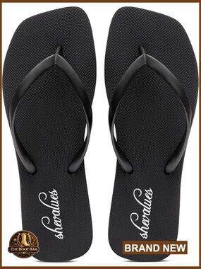 Women's Square Toe Flip Flops, Comfortable Summer Sandals for Beach, Shower